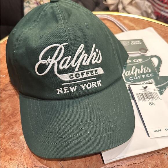 Polo Ralph Lauren Hat Green Ralph's Coffee New York Ball Cap Baseball Hat - Picture 4 of 13